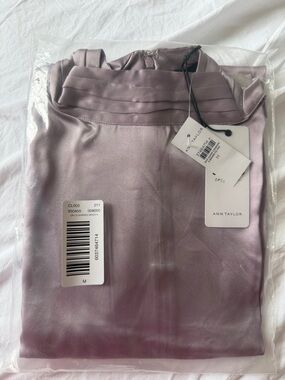 Ann Taylor Satin Pleated Neck Blouse - Lilac